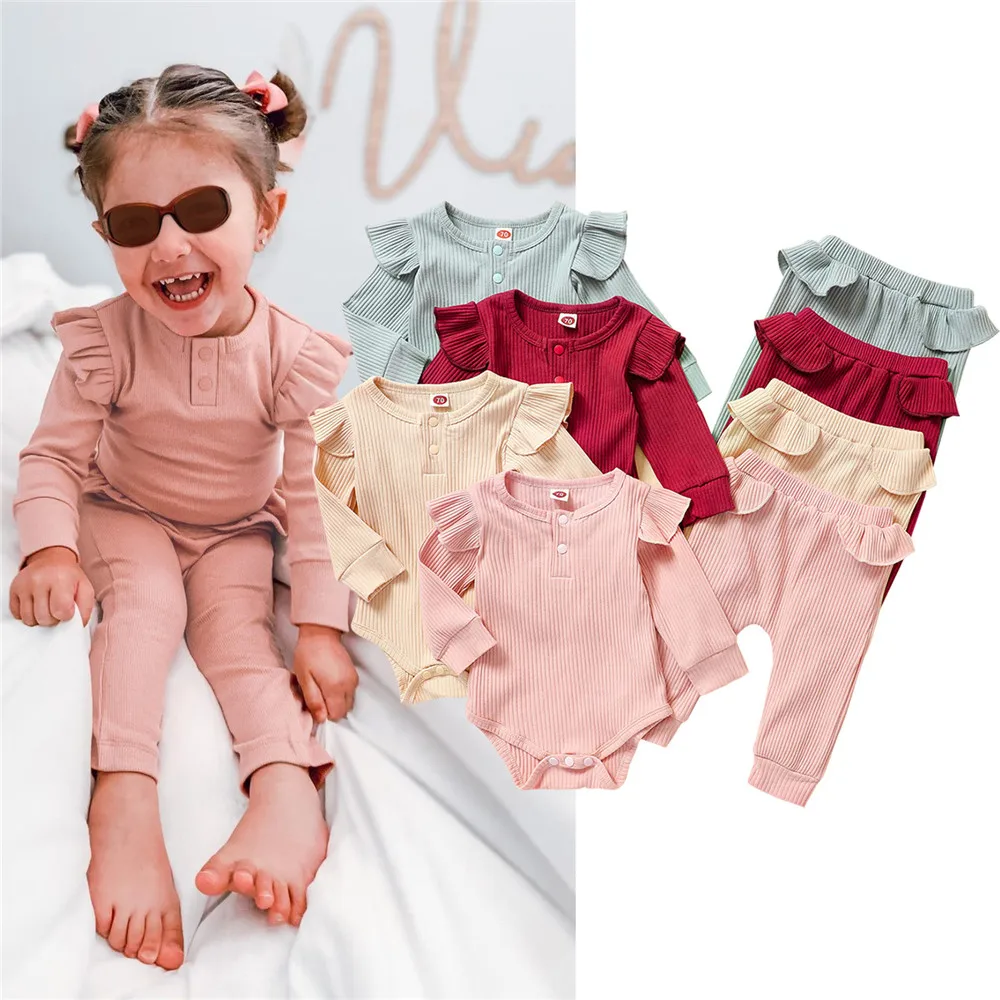 0-24 Months Multicolor Baby Girls 2Pcs Outfits Toddler Solid Color Ribbed Ruffled Long Sleeves Romper Top + Pants Sets
0-24 Months Multicolor Baby Girls 2Pcs Outfits Toddler Solid Color Ribbed Ruffled Long Sleeves Romper Top + Pants Sets