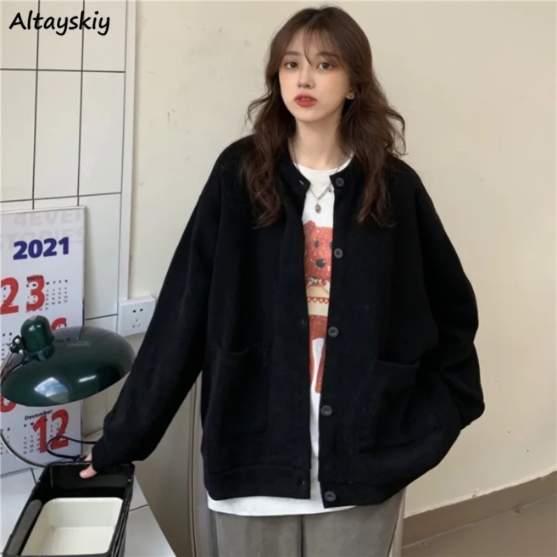 Hoodies Women Single Breasted O-neck Spring Fall Outerwear Students All-match Sweatshirts Pockets Loose Korean Fashion Coats New
Hoodies Women Single Breasted O-neck Spring Fall Outerwear Students All-match Sweatshirts Pockets Loose Korean Fashion Coats New