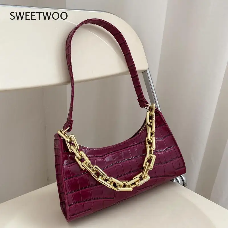 Elegant Thick Chain Women's Shoulder Bag 2021 New Fashion Handbag Retro Underarm Baguette Bag
Elegant Thick Chain Women's Shoulder Bag 2021 New Fashion Handbag Retro Underarm Baguette Bag