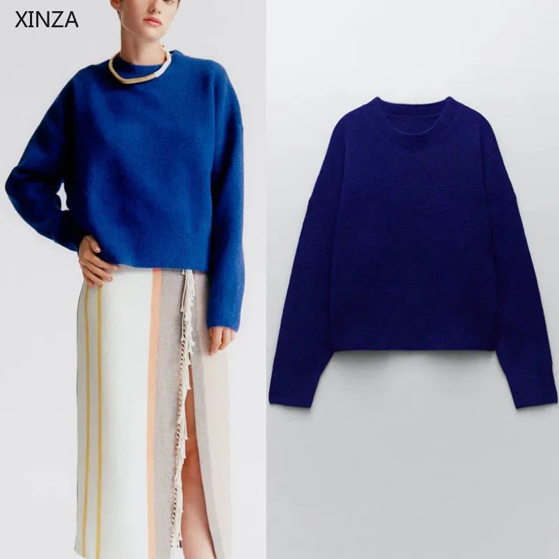 Женский свитер с длинным рукавом Za, синий вязаный свитер в рубчик с круглым вырезом, мягкие свитера, шикарный вязаный Топ, женские винтажные ...
Женский свитер с длинным рукавом Za, синий вязаный свитер в рубчик с круглым вырезом, мягкие свитера, шикарный вязаный Топ, женские винтажные ...