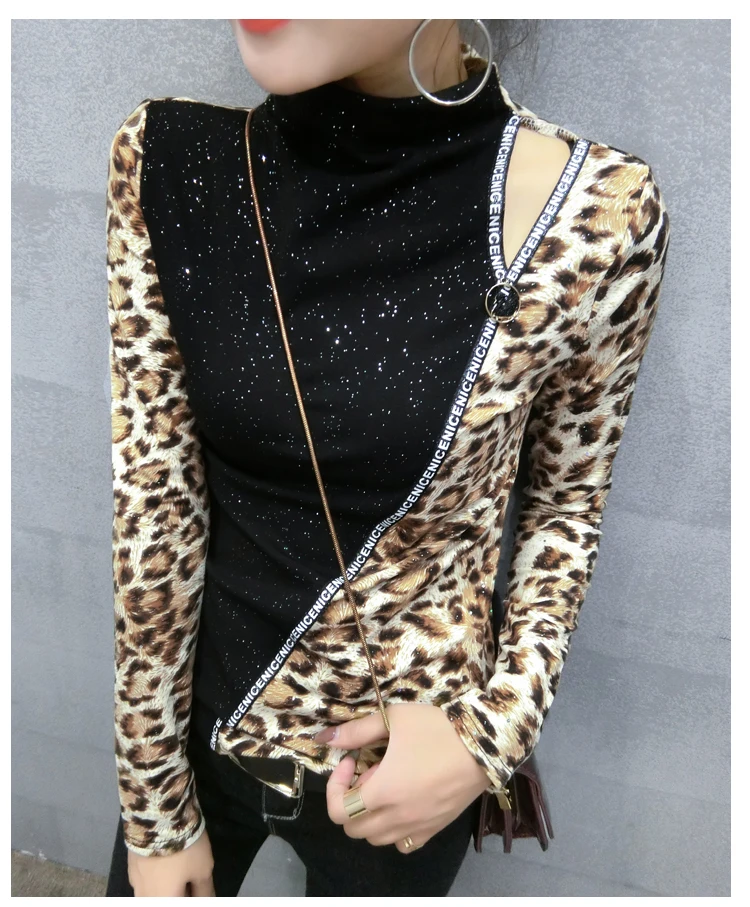 Sequined Zipper Bottoming Shirt Patchwork Turtleneck Tops Leopard Blouses 2021 New Spring Autumn Women Fashion Pullover 7857 50
Sequined Zipper Bottoming Shirt Patchwork Turtleneck Tops Leopard Blouses 2021 New Spring Autumn Women Fashion Pullover 7857 50