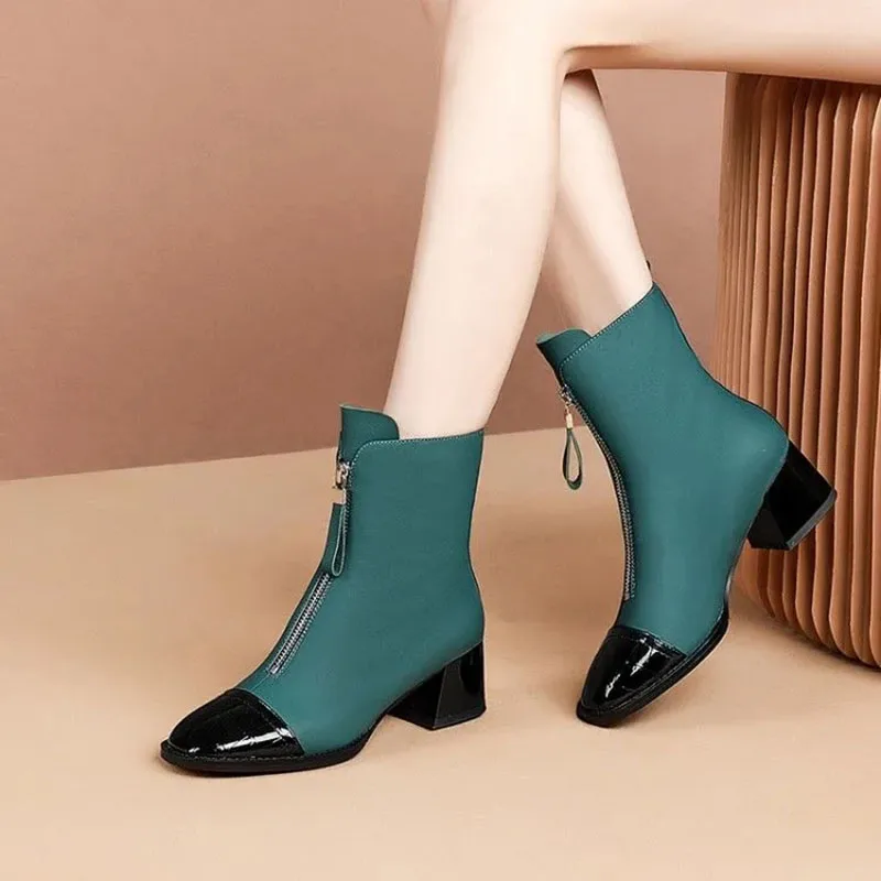 New Pointed Toe Modern Boots For Women Autumn Shoes Green Mid Calf Boots Ladies Elegant Front Zipper Boots Low Heels Shoes 2022
New Pointed Toe Modern Boots For Women Autumn Shoes Green Mid Calf Boots Ladies Elegant Front Zipper Boots Low Heels Shoes 2022