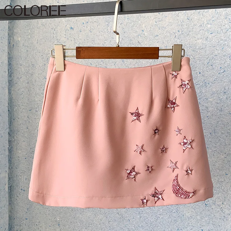 Korean Fashion Mini Skirts Womens 2021 Elegant Star Beading A-line High Waist Saias Mulher Clothing
Korean Fashion Mini Skirts Womens 2021 Elegant Star Beading A-line High Waist Saias Mulher Clothing
