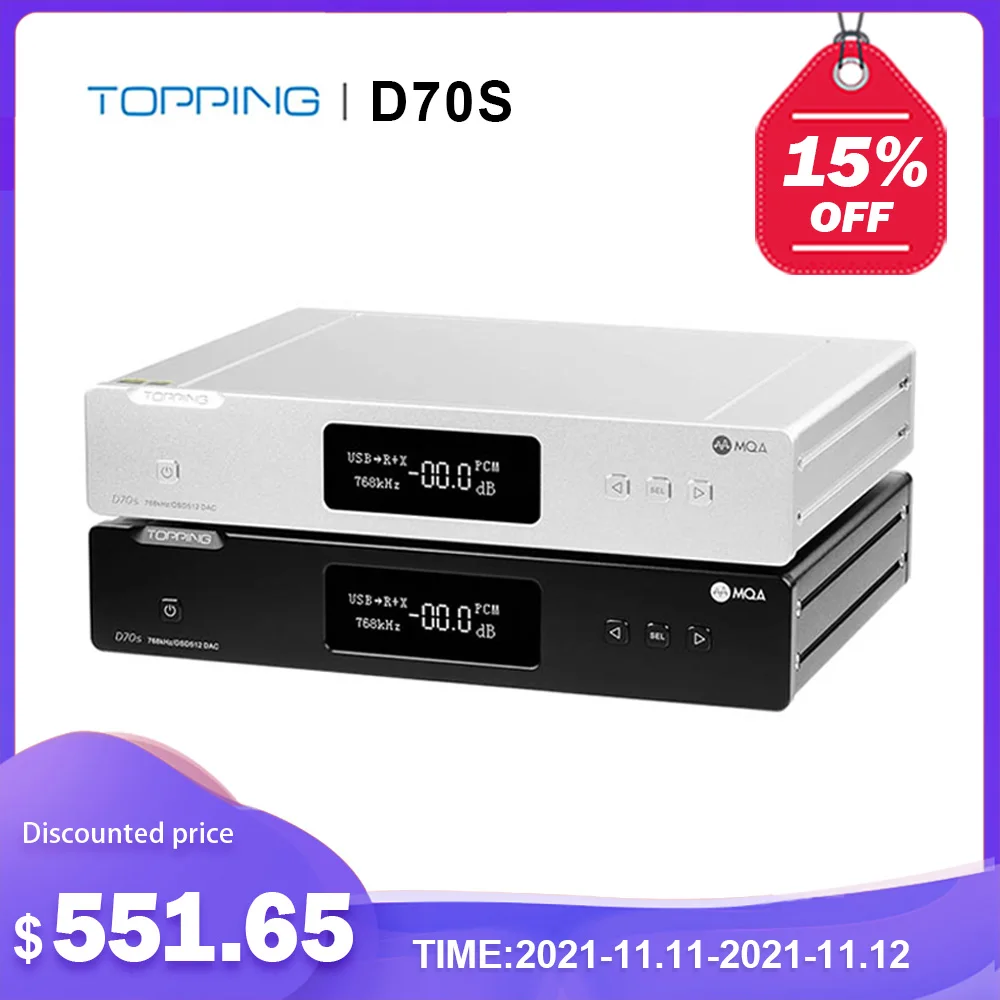 

Декодер TOPPING D70s MQA 2 * AK4497 Bluetooth 2. 0 32Bit/5,0 K DSD512 Hi-Res DAC с дистанционным управлением