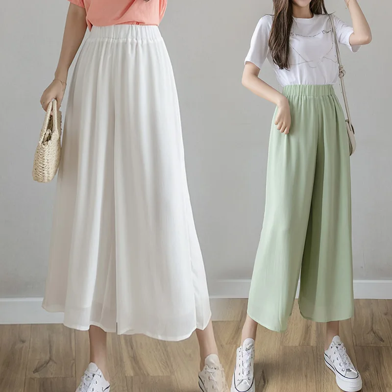 Korean Loose Chiffon Pleated Pants Women Summer Trousers 2021 High Waist Wide Leg Pants Female Culottes Pants For Women
Korean Loose Chiffon Pleated Pants Women Summer Trousers 2021 High Waist Wide Leg Pants Female Culottes Pants For Women