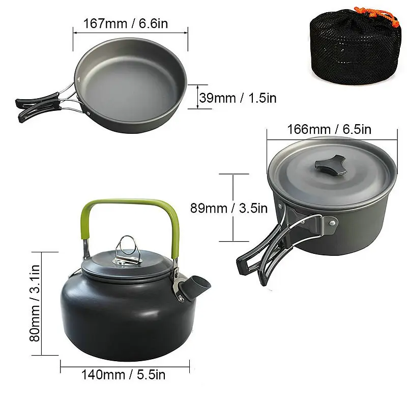Hiking and Picnic Camping Aluminum Alloy Camping Cookware Utens, Outdoor Cookware Set, Aluminum Cooking Pot Pan Kettle 3pcs/Set
Hiking and Picnic Camping Aluminum Alloy Camping Cookware Utens, Outdoor Cookware Set, Aluminum Cooking Pot Pan Kettle 3pcs/Set