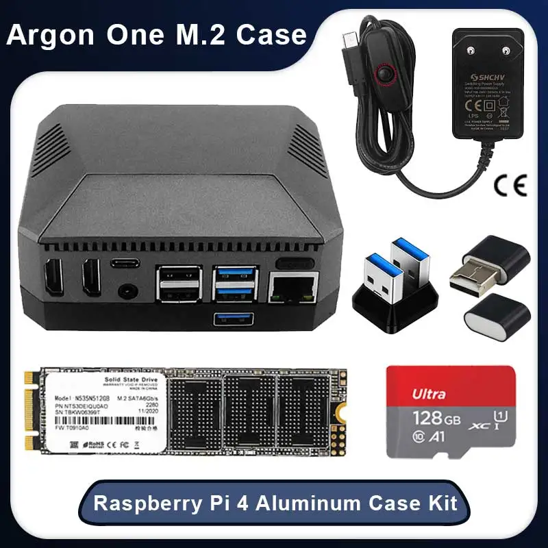 

Алюминиевый Чехол для Raspberry Pi 4B Argon One M.2 с M.2 SATA SSD расширительным слотом, GPIO Cover, охлаждающий вентилятор для Raspberry Pi 4 Model B