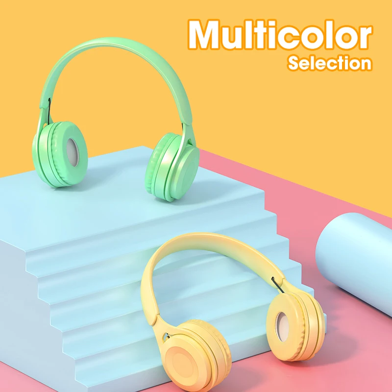 Wireless Headphones Kids Game Bluetooth Hi-Fi Stereo Headset Audio Mp3 TF Card Noise Cancelling Earphones With Mic For Girl Gift |
