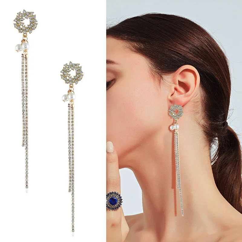 New Fashion Temperament Fringe Circle Dangle Earrings Rhinestone Long Drop Earrings For Women Jewelry
New Fashion Temperament Fringe Circle Dangle Earrings Rhinestone Long Drop Earrings For Women Jewelry