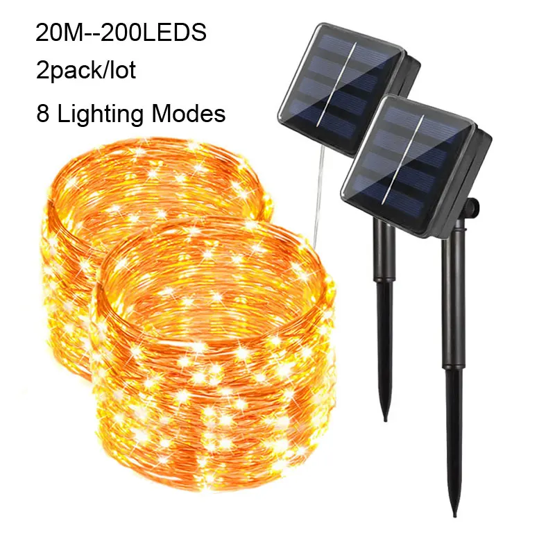 2pcs LED Outdoor Solar String Lights Fairy Holiday Christmas For Holiday Christmas Party Waterproof Fairy Lights Garden Garland
2pcs LED Outdoor Solar String Lights Fairy Holiday Christmas For Holiday Christmas Party Waterproof Fairy Lights Garden Garland