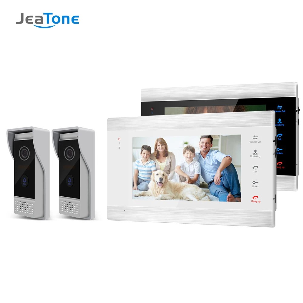 Jeatone 7-дюймовый TFT проводной умный видеодомофон, система с 2 мониторами ночного видения + 2x1200TVL Водонепроницаемый дверной телефон
Jeatone 7-дюймовый TFT проводной умный видеодомофон, система с 2 мониторами ночного видения + 2x1200TVL Водонепроницаемый дверной телефон