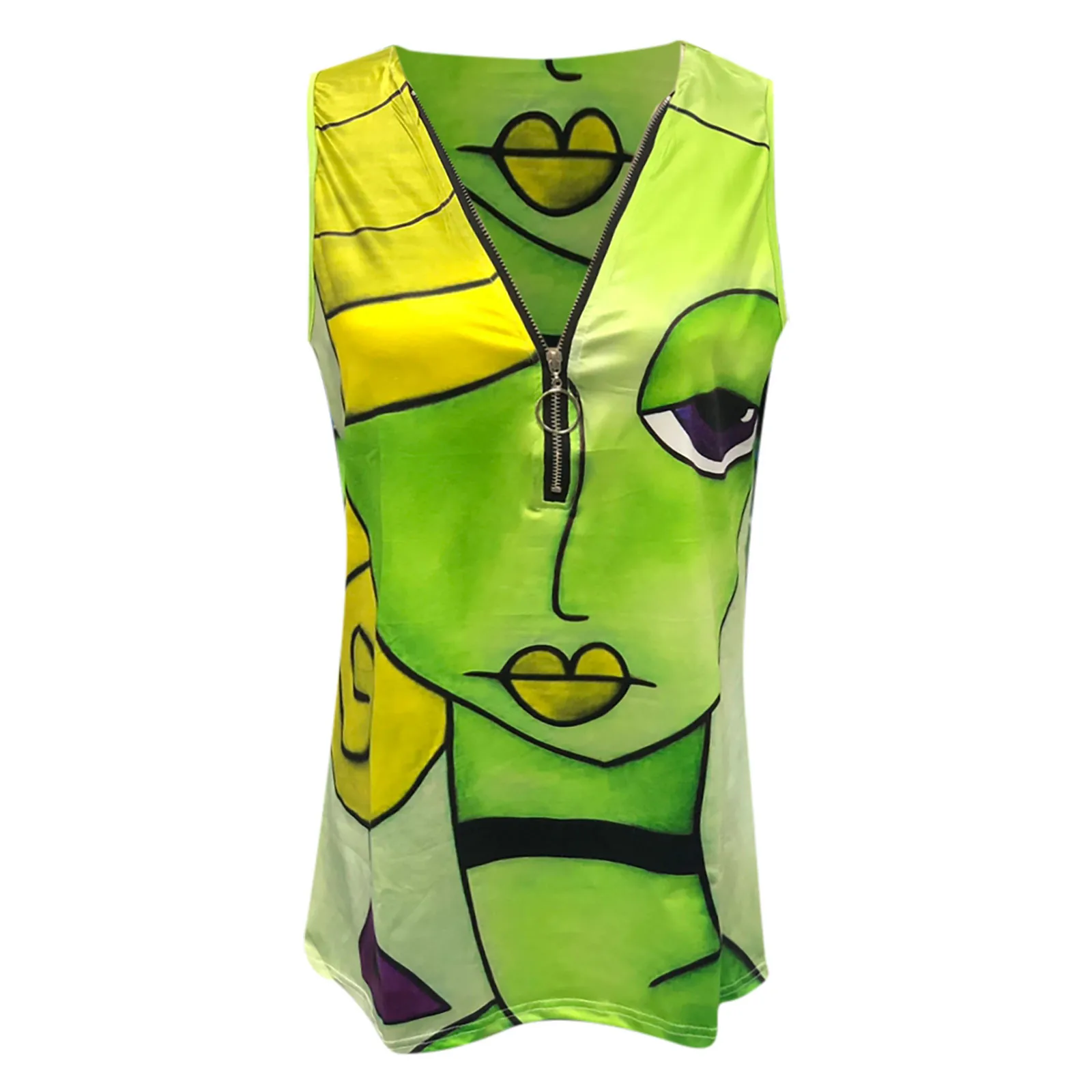 Summer ladies fashion polyester large size casual retro printing T-shirt zipper V-neck sleeveless vest F4
Summer ladies fashion polyester large size casual retro printing T-shirt zipper V-neck sleeveless vest F4