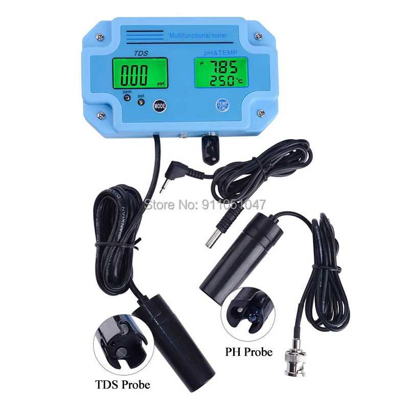 

Digital 3 in 1 PH TDS Temperature Meter Monitor Aquarium Drink Water Quality Tester BNC Replaceable Probe PPM TEMP Acidimeter