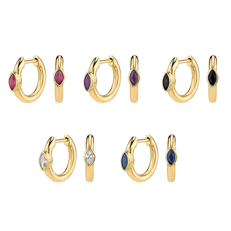 

925 Sterling Silver Simple Hoop Huggie Clip Piercing CZ Crystal Mini Circle Loop Ring Earring Women trendy temperament Jewelry