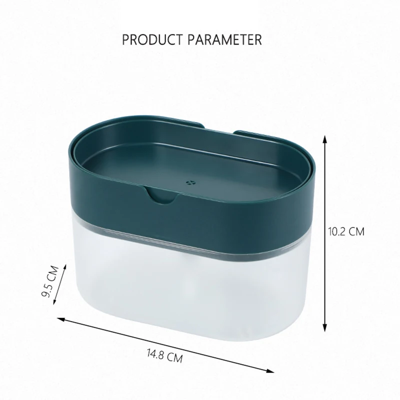 2 in 1 soap pump dispenser with sponge holder, liquid dispenser container, manual push type soap dish, kitchen cleaning tool
2 in 1 soap pump dispenser with sponge holder, liquid dispenser container, manual push type soap dish, kitchen cleaning tool