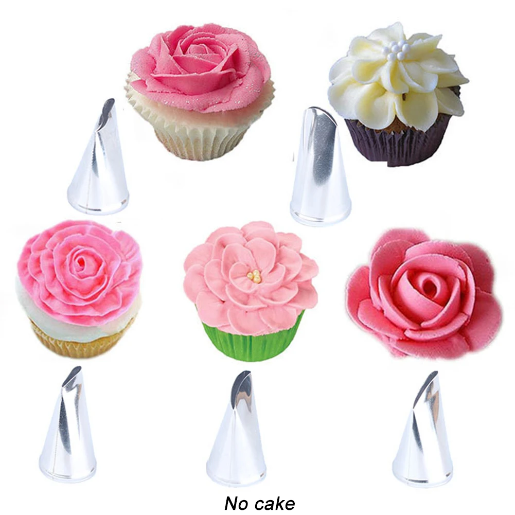

5pcs Cake Cream Sugarcraft Nozzle Pastry Rose Petal Tip Tool Nozzle Icing Piping High Strength Decorating Stainless Steel DIY