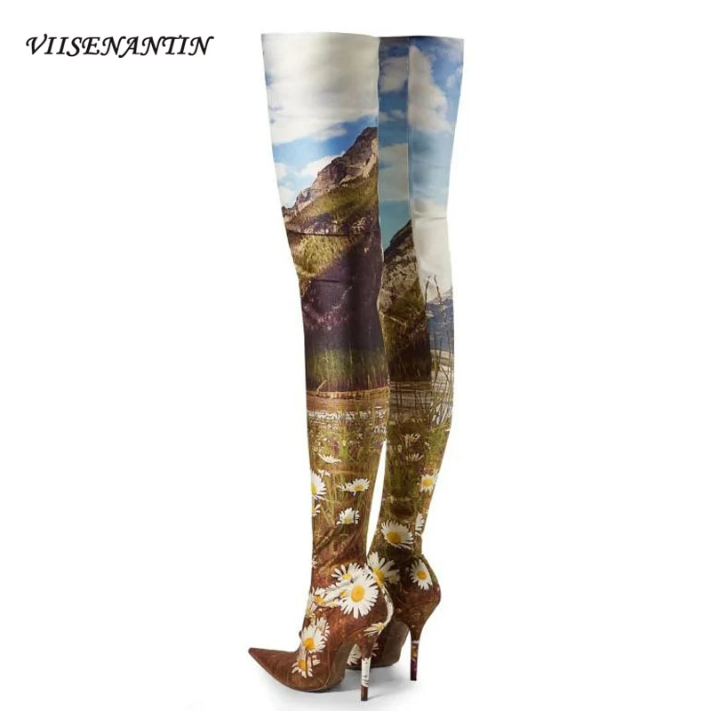Autumn New Stiletto High Heel Over The Knee Boots Pointed Toe Print Mixed Color Stretch Boots Large Size Fashion Women's Shoes
Autumn New Stiletto High Heel Over The Knee Boots Pointed Toe Print Mixed Color Stretch Boots Large Size Fashion Women's Shoes