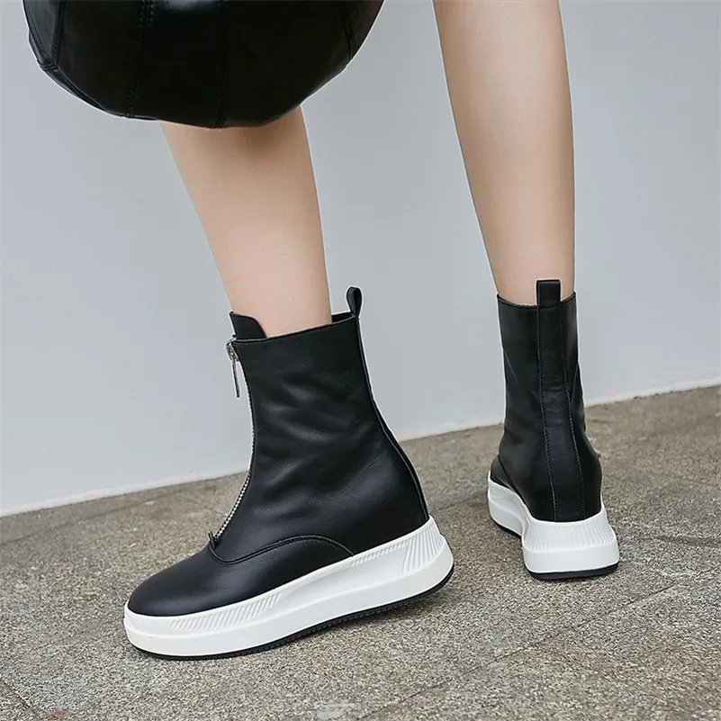 Meotina Winter Ankle Boots Women Natural Genuine Leather Flat Platform Short Boots Zipper Round Toe Shoes Lady Autumn Size 34-39
Meotina Winter Ankle Boots Women Natural Genuine Leather Flat Platform Short Boots Zipper Round Toe Shoes Lady Autumn Size 34-39