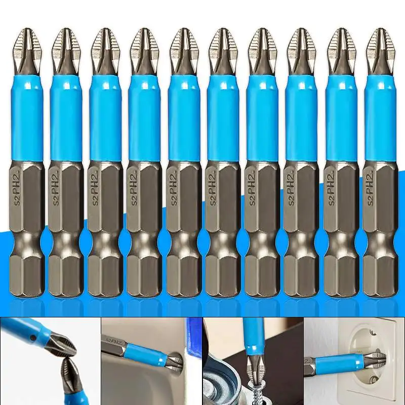 10Pcs 50mm PH2 Anti Slip Electric Screwdriver Bit Set Single Side Magnetic Hex Shank Power Driver Screw Bit Magnetic Screwdriver
10Pcs 50mm PH2 Anti Slip Electric Screwdriver Bit Set Single Side Magnetic Hex Shank Power Driver Screw Bit Magnetic Screwdriver