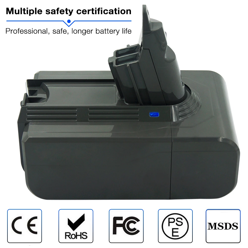 6800mAh 21.6V Li-ion vacuum cleaners Rechargeable Replacement Battery for Dyson V6 DC58 DC59 DC61 DC62 SV03 SV05 SV07 SV09 SV08
6800mAh 21.6V Li-ion vacuum cleaners Rechargeable Replacement Battery for Dyson V6 DC58 DC59 DC61 DC62 SV03 SV05 SV07 SV09 SV08