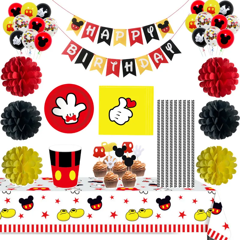 Hot Mickey Mouse Theme Children's Birthday Party Arrangement Decor Plate Straw Banner Ballon Disposable Tableware Sets Supplies 
Hot Mickey Mouse Theme Children's Birthday Party Arrangement Decor Plate Straw Banner Ballon Disposable Tableware Sets Supplies