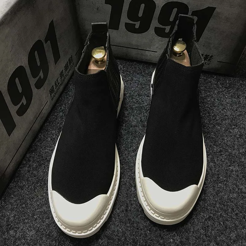 B-2020 Fashion Casual Ankle Boots Spring Autumn Flock Leather Decoration Riding Boots High Top Hip Hop Men Boots 
B-2020 Fashion Casual Ankle Boots Spring Autumn Flock Leather Decoration Riding Boots High Top Hip Hop Men Boots