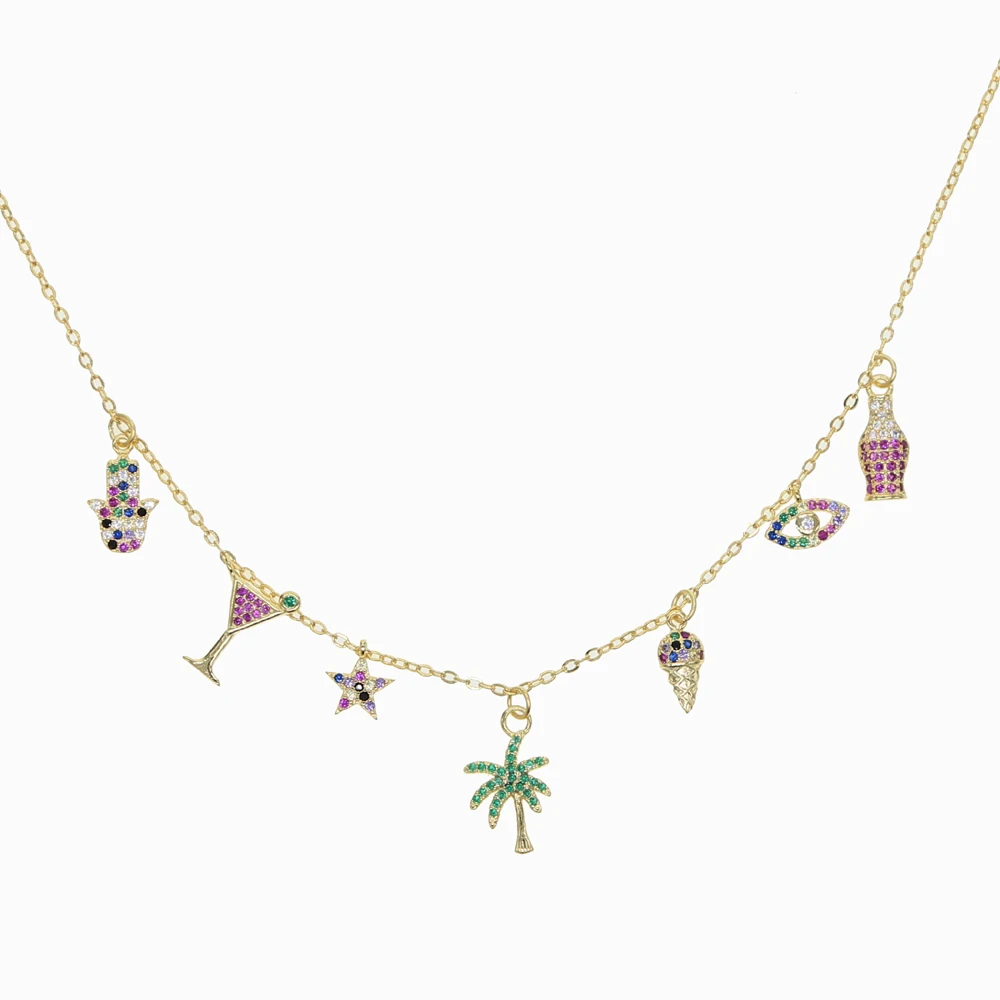 wholesale beach styles shiny color charm choker necklace with rainbow color cz paved tree eye hamsa cup charm pendant necklace
wholesale beach styles shiny color charm choker necklace with rainbow color cz paved tree eye hamsa cup charm pendant necklace