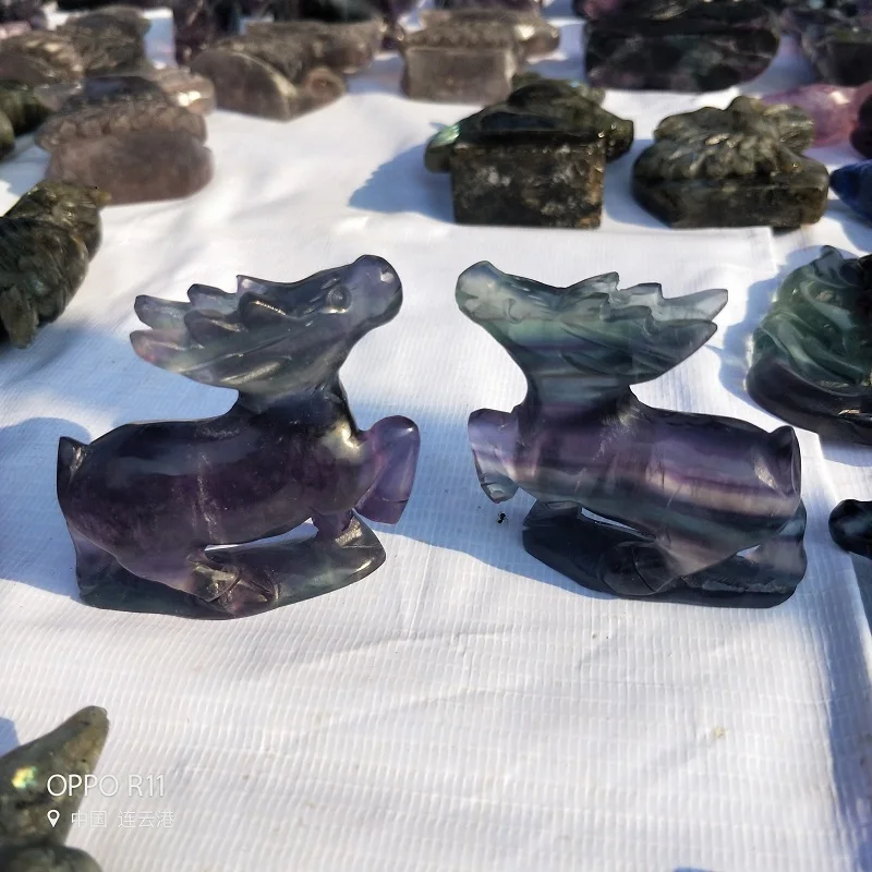 Natural Crystal Carving Rainbow Fluorite Fawn Statue Stone Crystal mineral Sculpture Home Decor Gift
Natural Crystal Carving Rainbow Fluorite Fawn Statue Stone Crystal mineral Sculpture Home Decor Gift