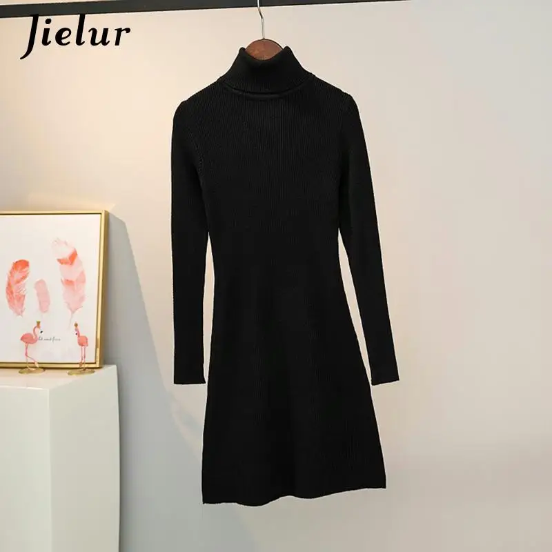 Jielur осень-зима винтажное вязаное платье женское повседневное облегающее с