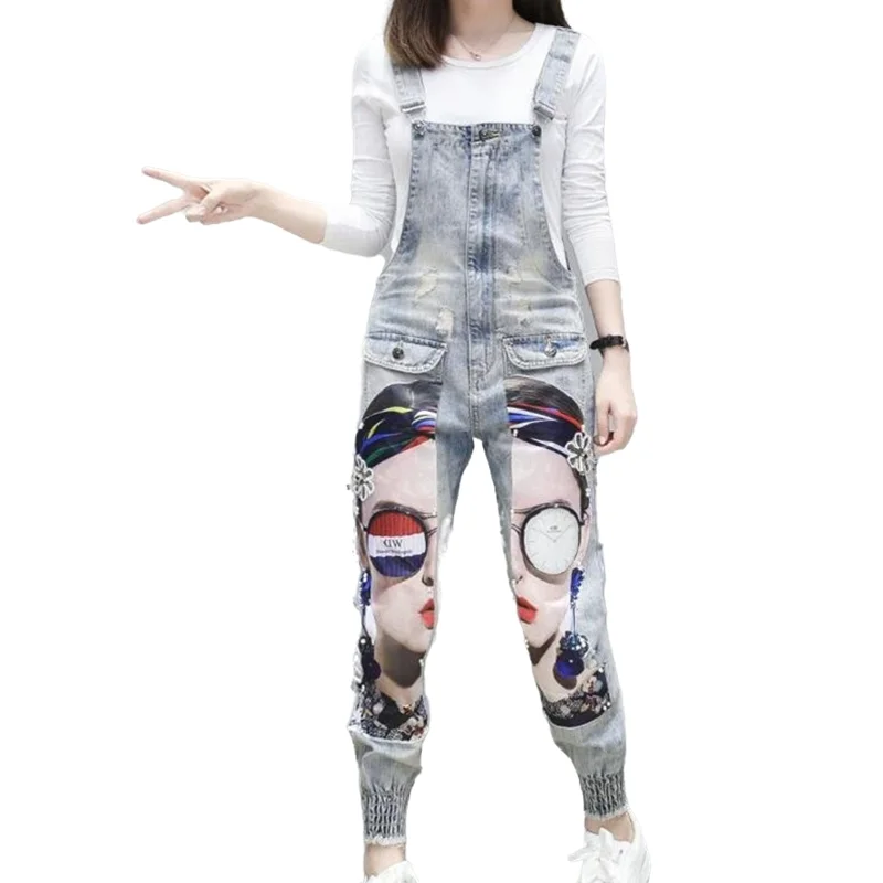 Denim Overalls For Women 2022 Spring Autumn Cartoon Character Print Hole Women's Jumpsuits Loose Casual Denim Pants
Denim Overalls For Women 2022 Spring Autumn Cartoon Character Print Hole Women's Jumpsuits Loose Casual Denim Pants