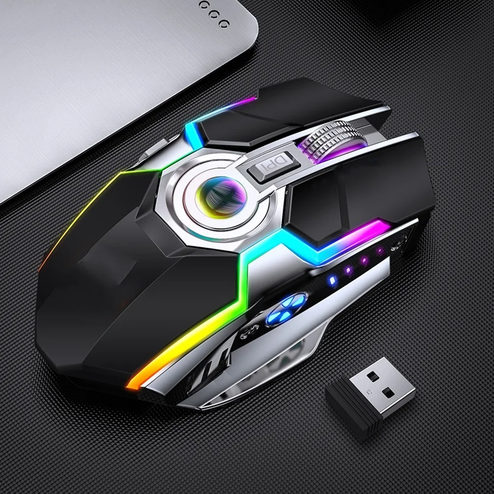 Gaming Mouse Rechargeable Wireless Mouse Silent 1600 DPI Ergonomic 7 Keys RGB LED Backlit 2.4G USB Optical For Laptop Computer
Gaming Mouse Rechargeable Wireless Mouse Silent 1600 DPI Ergonomic 7 Keys RGB LED Backlit 2.4G USB Optical For Laptop Computer