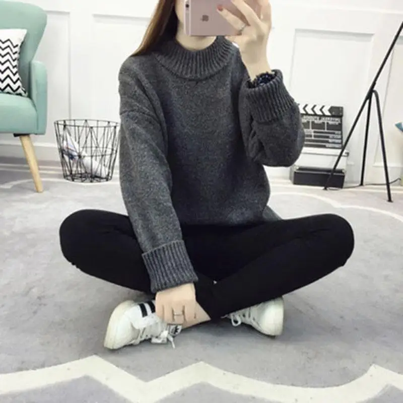 Women's wild loose long-sleeved sweater autumn and winter high collar thick sweater
Women's wild loose long-sleeved sweater autumn and winter high collar thick sweater