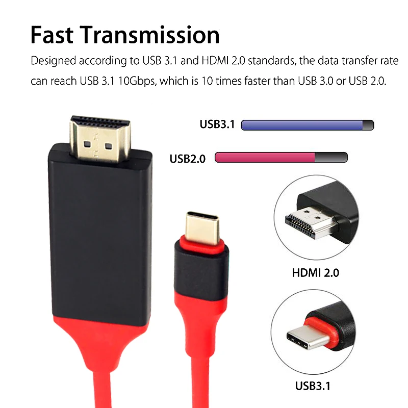 Кабель-адаптер с USB C на HDMI Type 4K для MacBook Samsung Galaxy TV проектора кабель 3 1 типа Z4 |