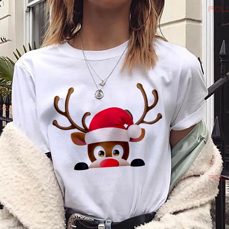 Merry Christmas футболка женская мода Графический Kawaii Санта олень хипстер Camiseta Mujer