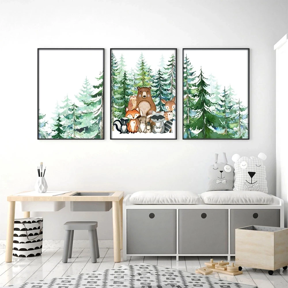 Nursery Art Poster Cartoon Forest Animals Canvas Painting Nordic Baby Prints Fox Deer Bear Wall Pictures for Kids Room Decor
Nursery Art Poster Cartoon Forest Animals Canvas Painting Nordic Baby Prints Fox Deer Bear Wall Pictures for Kids Room Decor