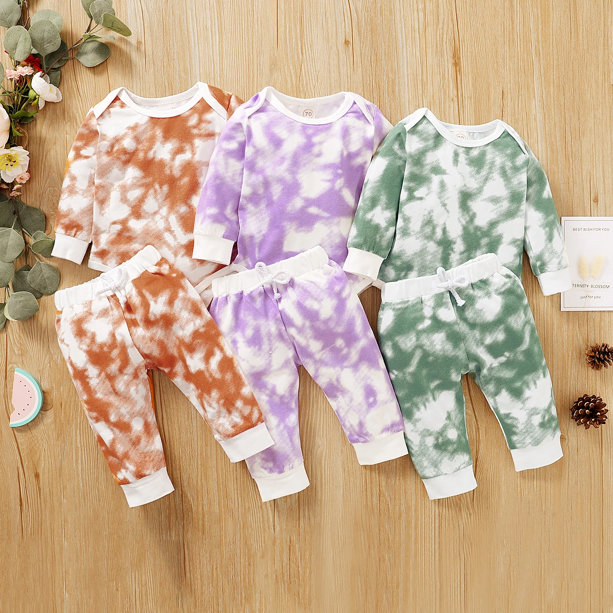 2 Pcs Tie-dye Print Outfits Infant Long Sleeve Round Neck Romper and Drawstring Trousers Autumn Pjamas Set
2 Pcs Tie-dye Print Outfits Infant Long Sleeve Round Neck Romper and Drawstring Trousers Autumn Pjamas Set