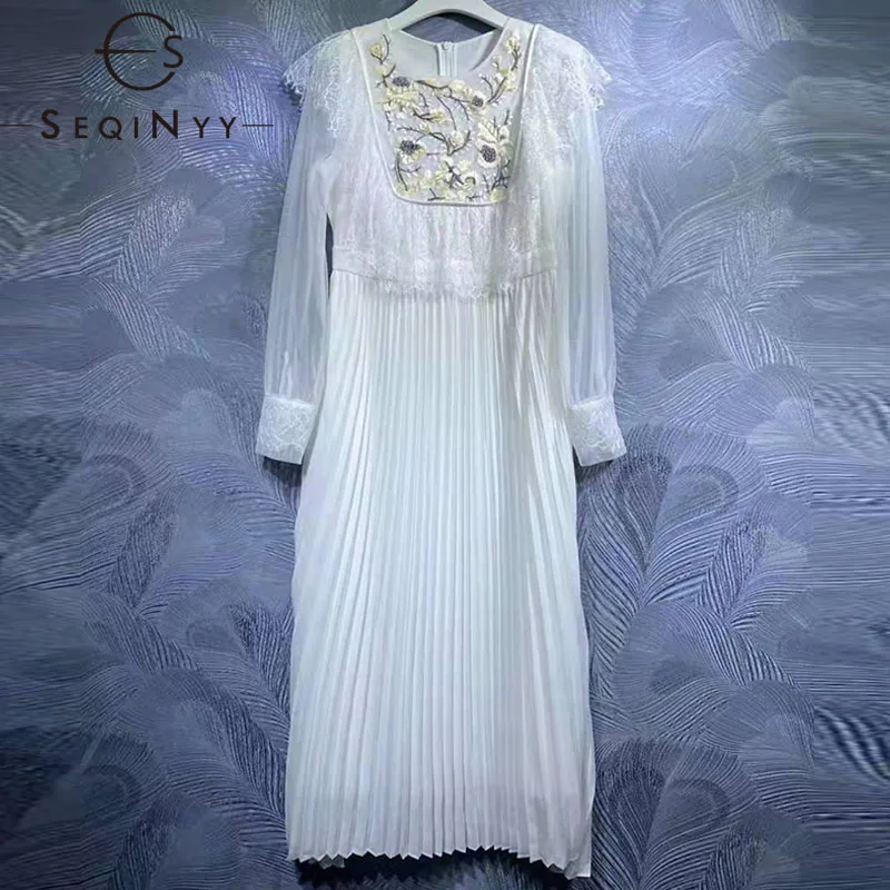 SEQINYY Elegant Party Dress Summer Spring New Fashion Design Women Runway High Quality Embroidery Flowers Lace Pleated Midi Mesh
SEQINYY Elegant Party Dress Summer Spring New Fashion Design Women Runway High Quality Embroidery Flowers Lace Pleated Midi Mesh