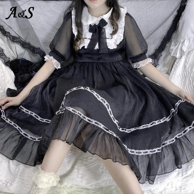 Sweet Kawaii Girl Lolita Drees Cute Ruffle Sleeve High Waist Drees Solid Color Lace Princess Elegant Retro Lady Party Drees 
Sweet Kawaii Girl Lolita Drees Cute Ruffle Sleeve High Waist Drees Solid Color Lace Princess Elegant Retro Lady Party Drees