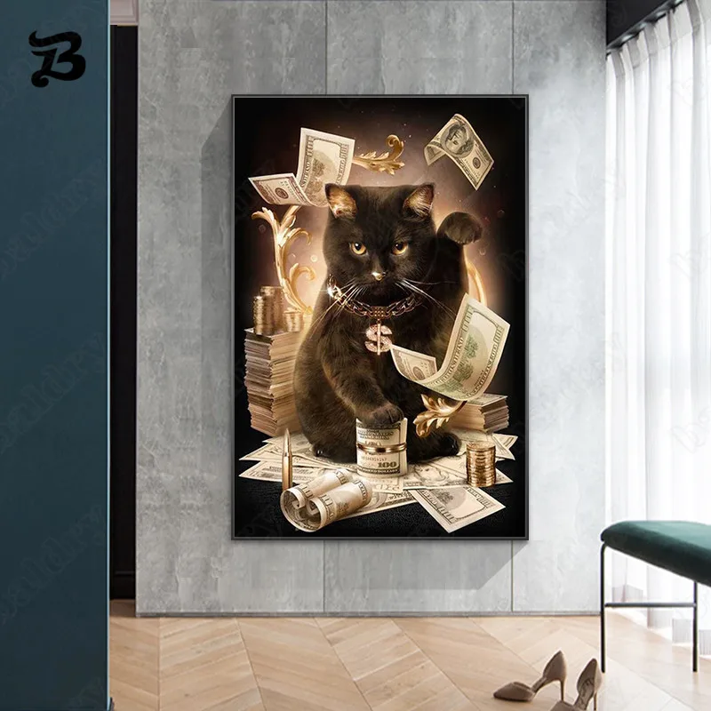 Canvas Painting Wall Art for Living Room Black Cat with Hat Dollar Bills Posters Prints Home Decoration Modern Mural Wall Decor
Canvas Painting Wall Art for Living Room Black Cat with Hat Dollar Bills Posters Prints Home Decoration Modern Mural Wall Decor