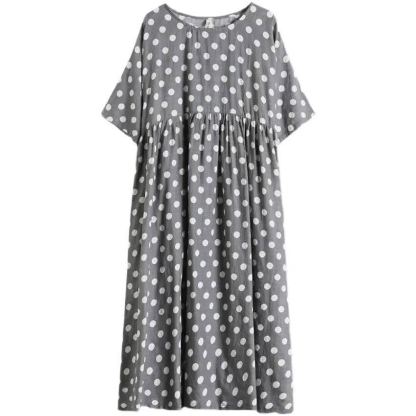 Summer Plus Size Dresses Women Short Sleeve Casual Loose Polk Dot Shirt Dress Chinese Style Vintage Dresses Holiday Vestidos
Summer Plus Size Dresses Women Short Sleeve Casual Loose Polk Dot Shirt Dress Chinese Style Vintage Dresses Holiday Vestidos