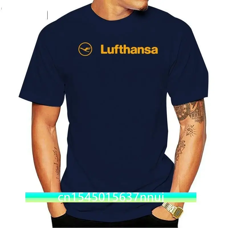 

Lufthansa Airlin New Men's Black T-shirt Cotton 100%