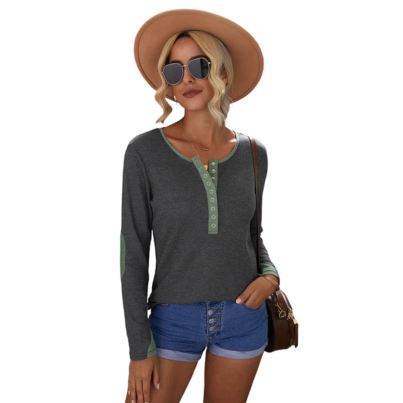 Осенняя однотонная Облегающая рубашка Shichao в европейском и американском стиле, Женский пуловер с V-образным вырезом и длинными рукавами 
Осенняя однотонная Облегающая рубашка Shichao в европейском и американском стиле, Женский пуловер с V-образным вырезом и длинными рукавами