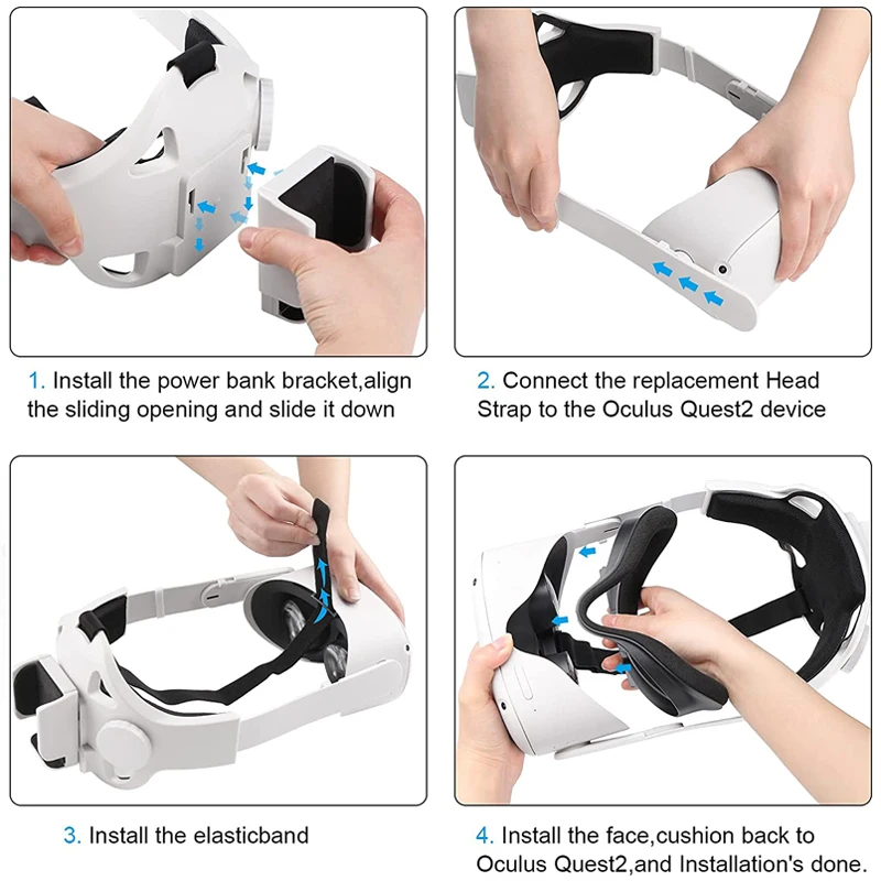Adjustable Head Strap For Oculus Quest 2 WIth Powerbank Fixing Bracket Enhanced Headband For Oculus Quest 2 VR Accessories
Adjustable Head Strap For Oculus Quest 2 WIth Powerbank Fixing Bracket Enhanced Headband For Oculus Quest 2 VR Accessories
