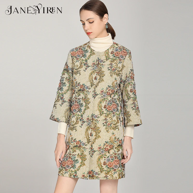 Janeyiren 2021 Fashion Runway Designer Autumn Winter Coat Women's 3/4 sleeve Luxury Crystal Beading Vintage Outwear Overcoat
Janeyiren 2021 Fashion Runway Designer Autumn Winter Coat Women's 3/4 sleeve Luxury Crystal Beading Vintage Outwear Overcoat