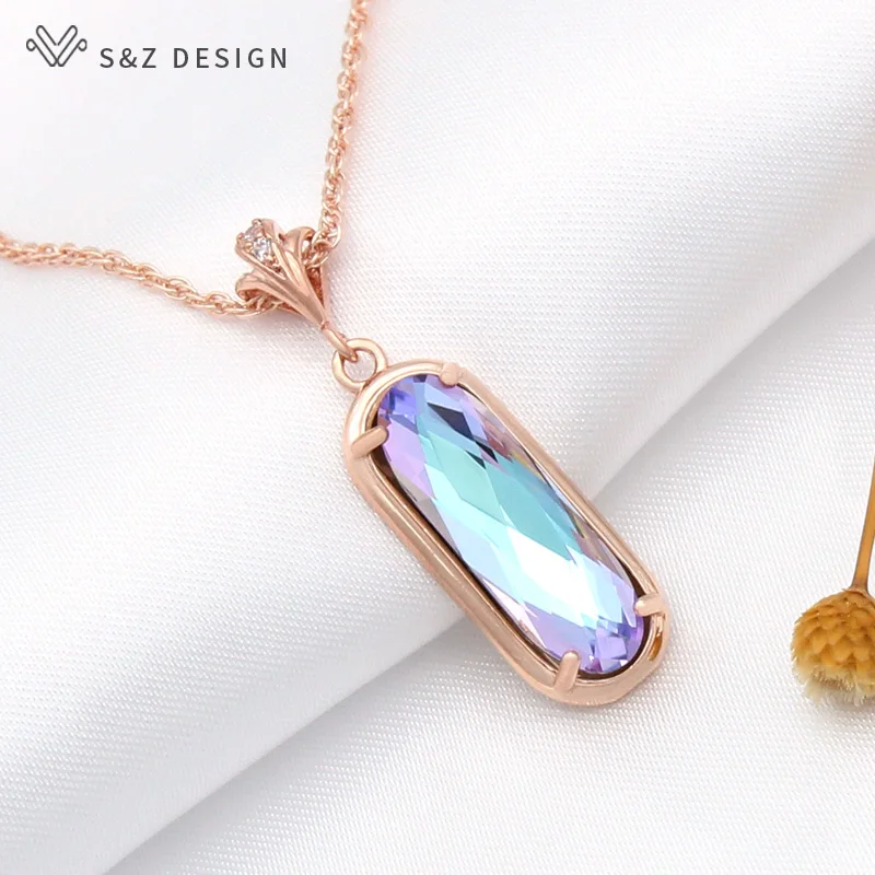 S&Z DESIGN New Oval Egg Shape Crystal Pendant Rose Gold Cubic Zirconia Necklace For Women Elegant Wedding Jewelry
S&Z DESIGN New Oval Egg Shape Crystal Pendant Rose Gold Cubic Zirconia Necklace For Women Elegant Wedding Jewelry