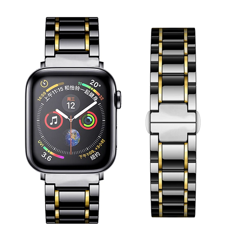 

Керамический ремешок для Apple Watch Band 44 мм 40 мм 42 мм 38 мм, роскошный металлический браслет из нержавеющей стали для наручных часов iWatch Series 3 4 5 Se 6