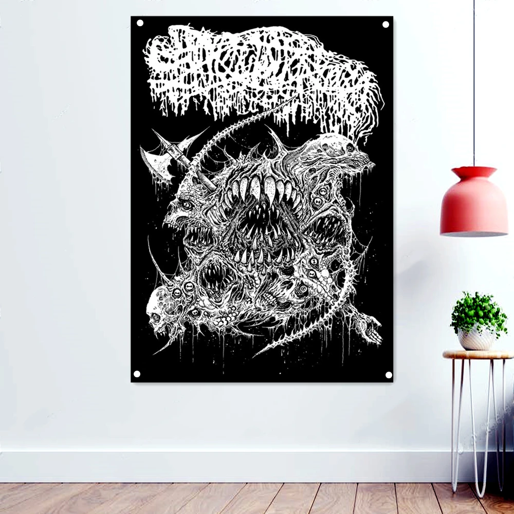 Death Metal Icon Illustrations Hang Flag Fantastically Brutal Skull Art Poster Skeleton Banners Wall Sticker Home Decoration
Death Metal Icon Illustrations Hang Flag Fantastically Brutal Skull Art Poster Skeleton Banners Wall Sticker Home Decoration