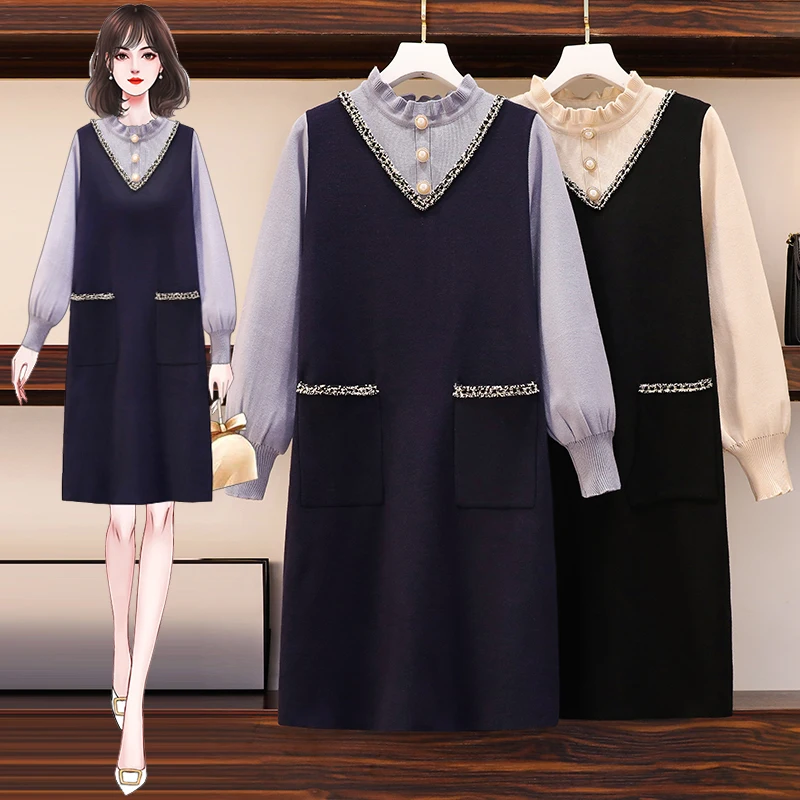 Winter Loose Sweater Dress Women Large Size Fall Winter Pearl Button Knitted Dresses For Female Patchwork Tassel Lantern Sleeve
Winter Loose Sweater Dress Women Large Size Fall Winter Pearl Button Knitted Dresses For Female Patchwork Tassel Lantern Sleeve