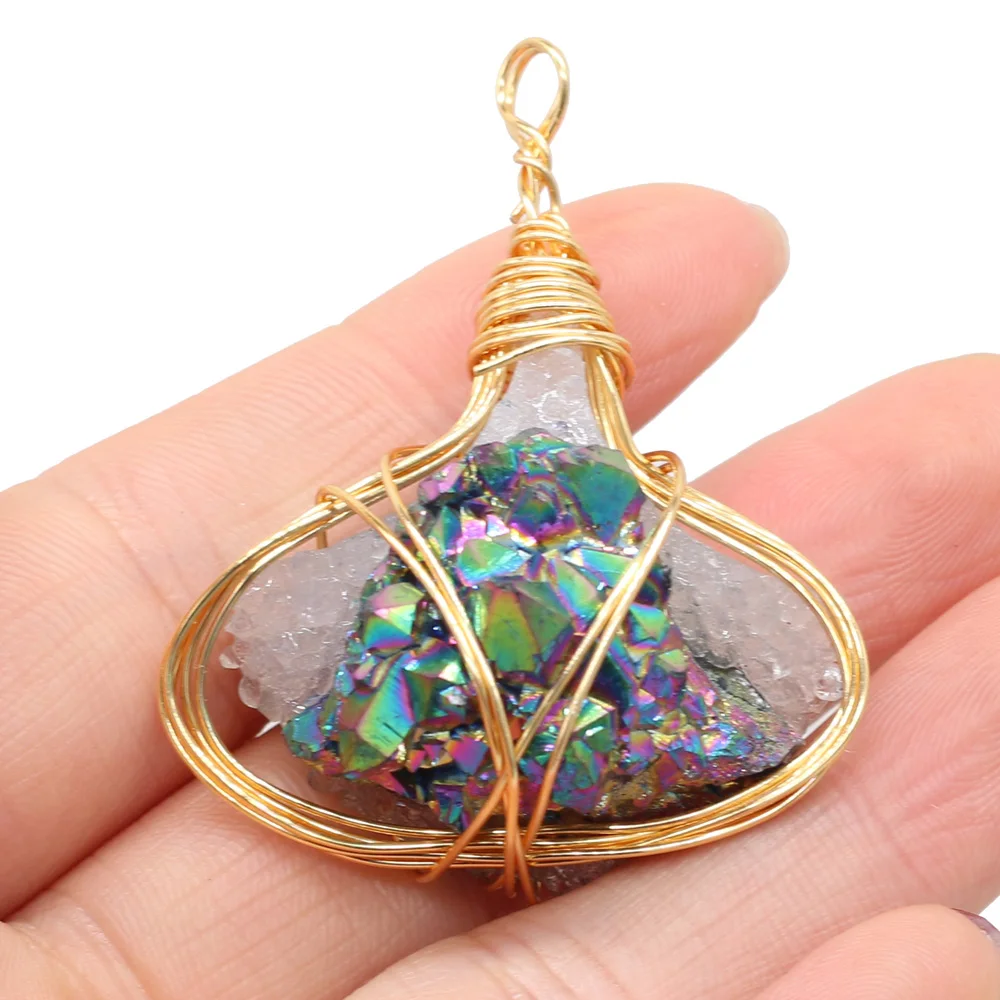 Natural Stone Pendants Reiki Heal Irregular Gold Color Wire Wrap Gems for Jewelry Making DIY Necklace Earring Supplies 
Natural Stone Pendants Reiki Heal Irregular Gold Color Wire Wrap Gems for Jewelry Making DIY Necklace Earring Supplies