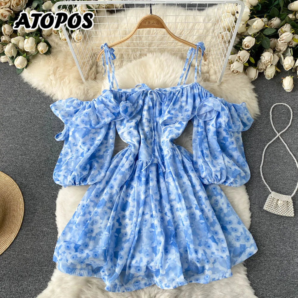 Atopos Sweet Summer Floral Short Dress Women Off Shoulder Sling Mini Dresses Beach Vestidos High Waist Sundress Female Clothing
Atopos Sweet Summer Floral Short Dress Women Off Shoulder Sling Mini Dresses Beach Vestidos High Waist Sundress Female Clothing